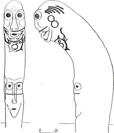 Рис. 114. Стела с изображением европеоидного лица (Абаканский музей)