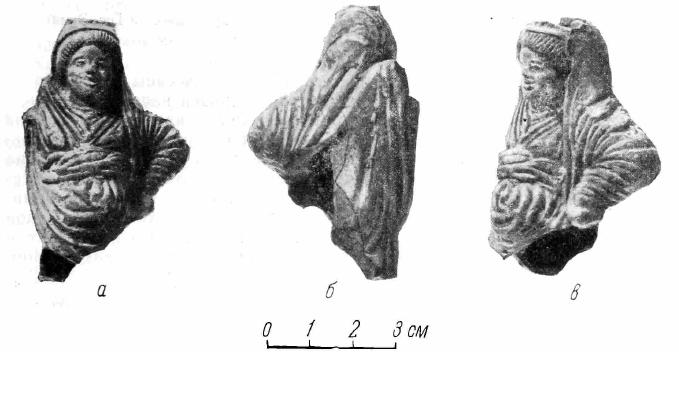 Рис. 1. а, б, в — статуэтка женщины из святилища Афродиты в Нимфее 