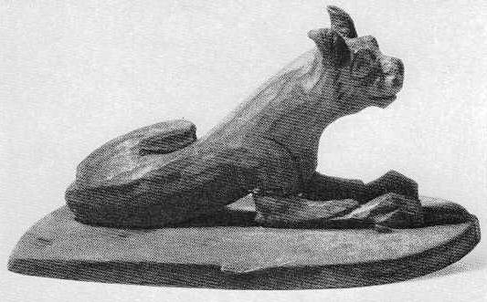 93. Деревянная фигура кошки с повёрнутой в фас головой. Пазырык, четвёртый курган.