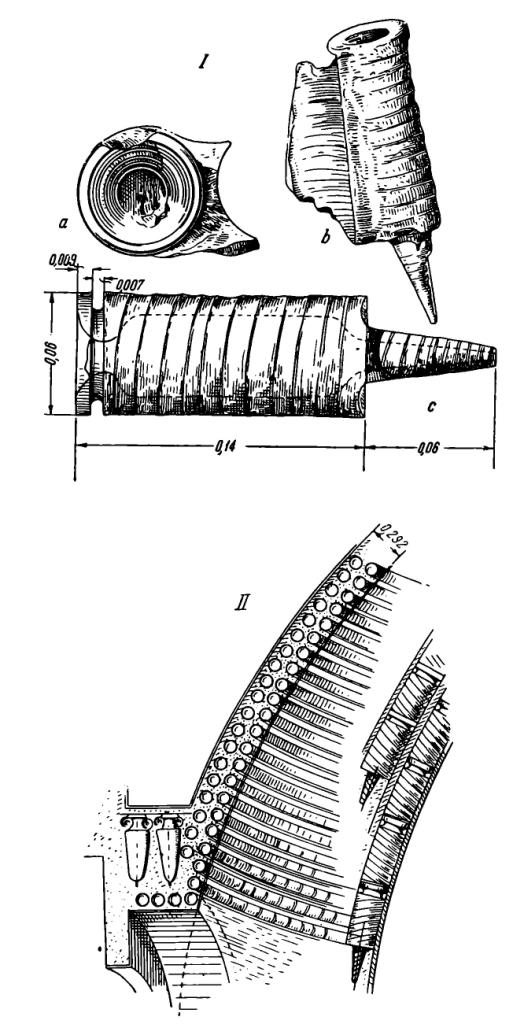 Рис. 41. I — полые керамические цилиндры (С.-Витале, Равенна); II — конструкция купола (С.-Витале, Равенна)