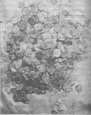 Рис. 65. Клад арабского серебра второй половины IX в., найденный на Тимерсвском поселении