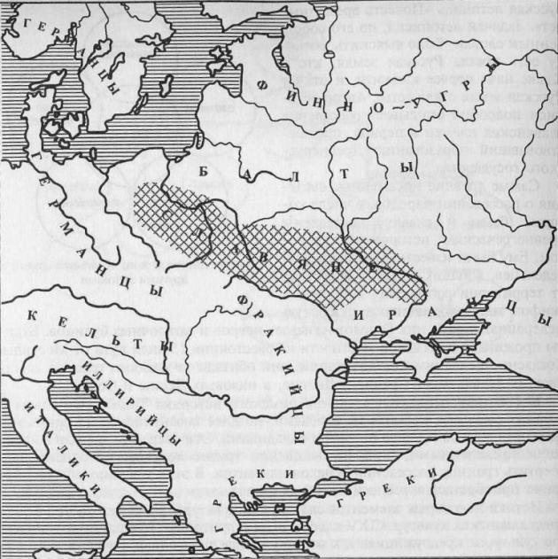 Славяне и их соседи в первые века н. э. (по В. В. Седову)