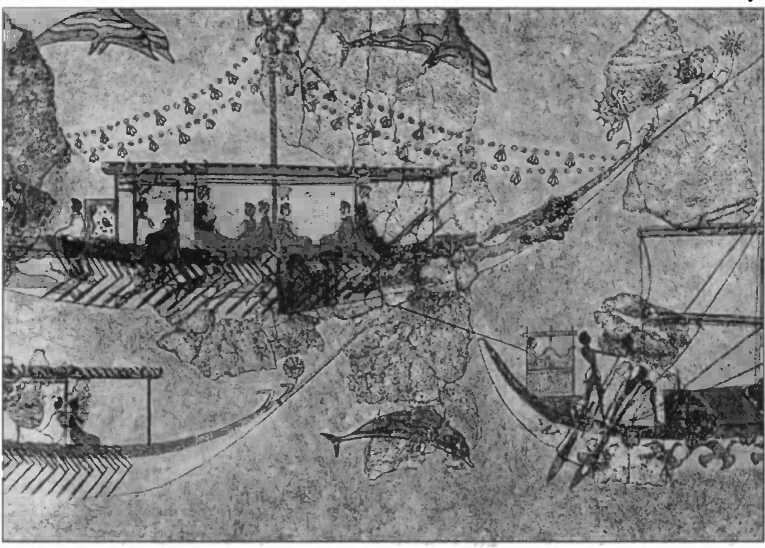 Фреска-миниатюра из Феры, Морской праздник. XVI в. до н.э.