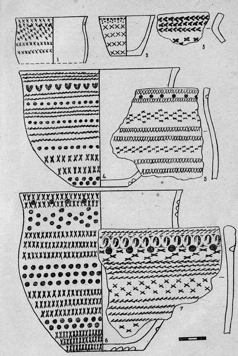 Рис. 2. Малоатлымское городище. Керамика эпохи поздней бронзы (первый тип)