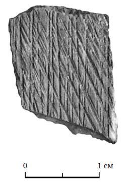 Рис. 7. Фрагмент обработанной кости из скопления кремированных костей. Шизе IV, курган 185