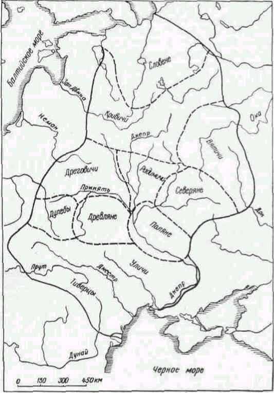 Карта расселения древнерусских племен.