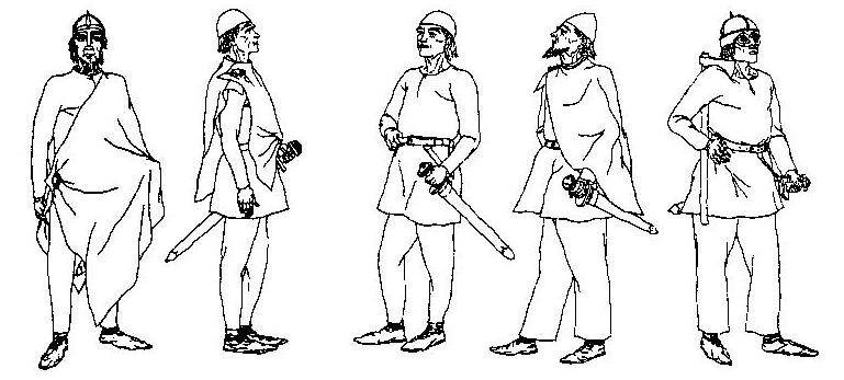 Рис. 82. Мужской костюм рядовых викингов (реконструкция Б. Альмгрена).