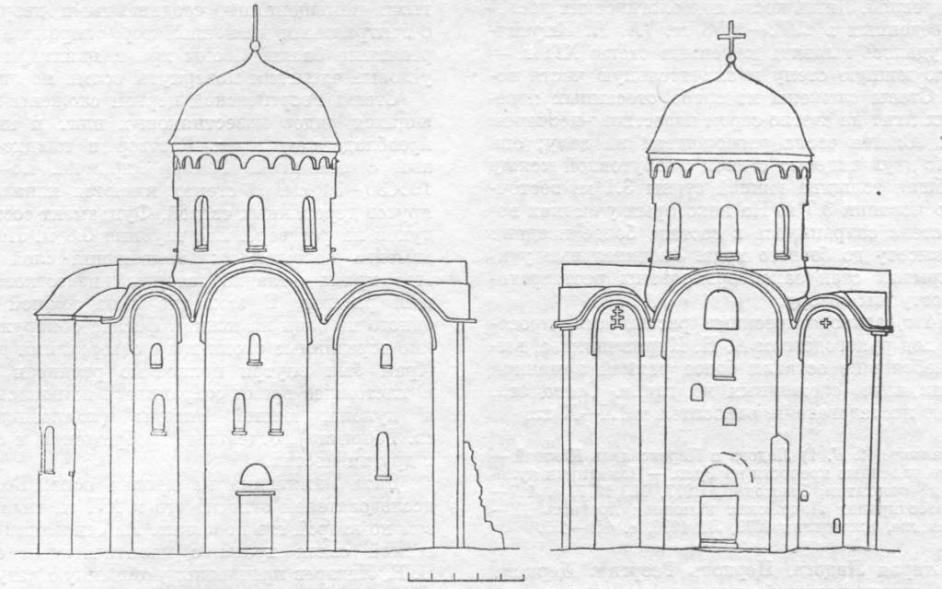 Рис. 21. Старая Ладога. Успенская церковь. Северный и западный фасады.
