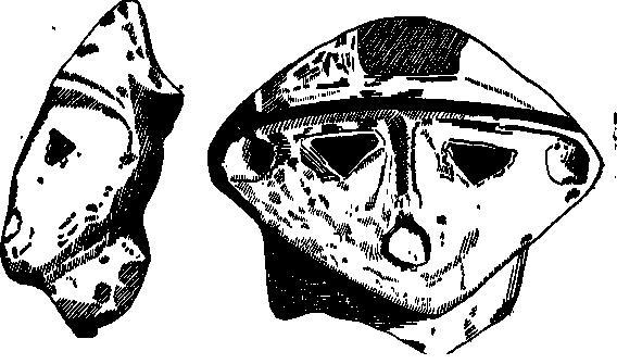 Рис. 64. Раскрашенная глиняная голова (Видра).