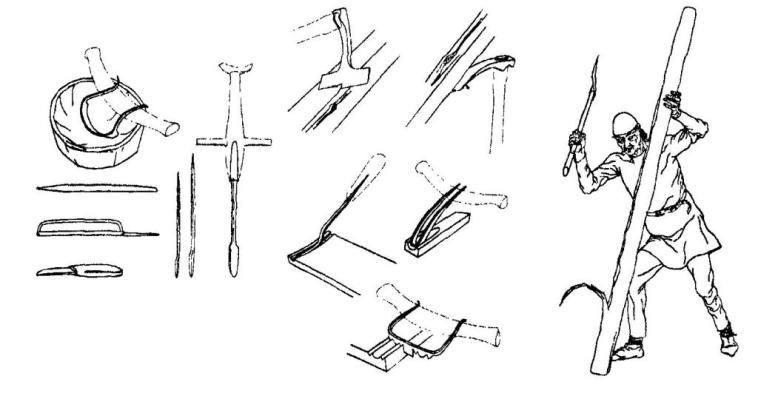 Рис. 69. Деревообрабатывающие инструменты (реконструкция Б. Альмгрена) 