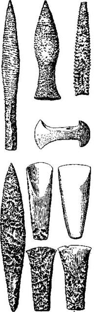 Неолитические орудия из Скандинавии (по де Моргану)