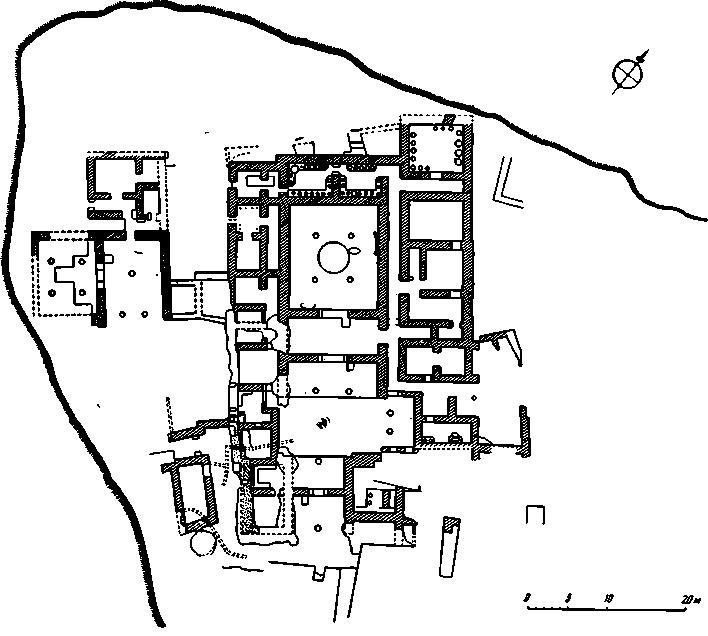Рис. 7. План дворца в Пилосе после раскопок 1955 г.