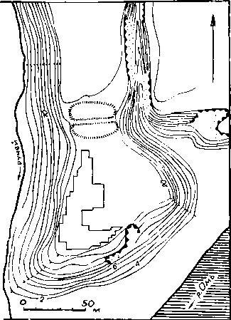 Рис. 9. Городище Большой Лог. Общий план и раскоп 1965 г.