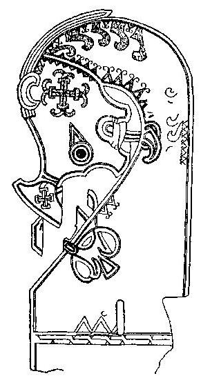 Рис. 118. Резное изображение головы животного с кровати из Усеберга. Максимальная ширина 49,4 см