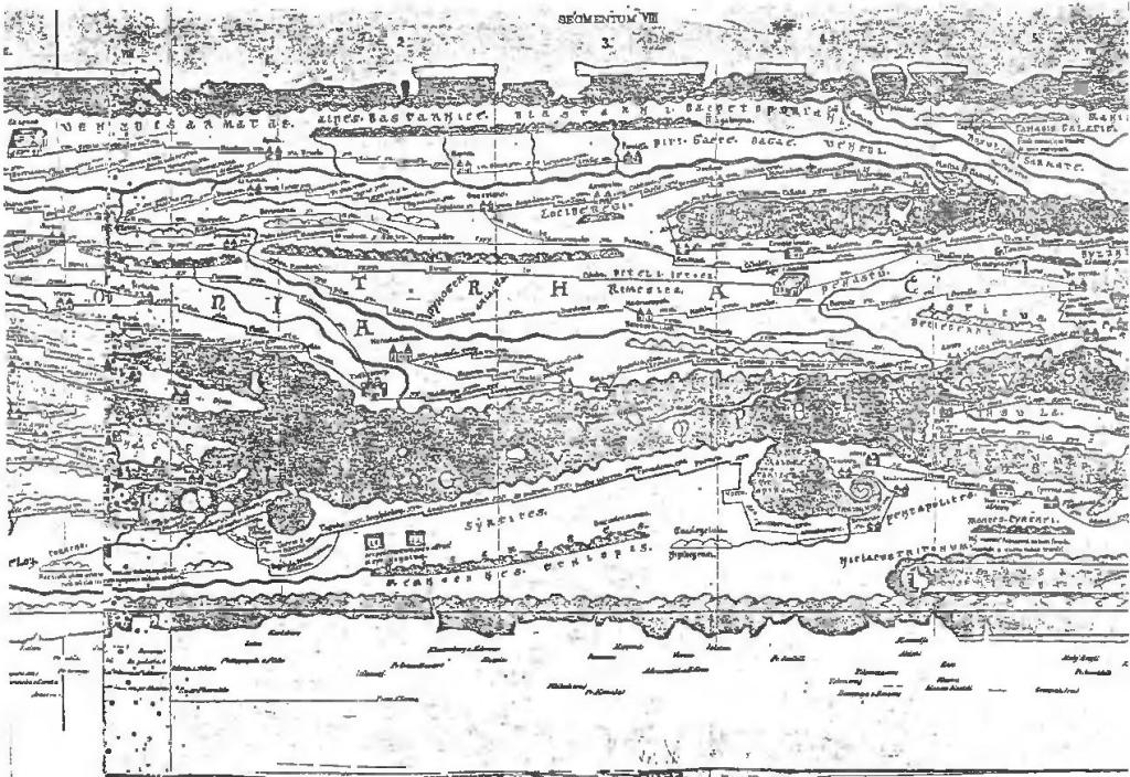 Рис. 1. Сегмент VIII Певтингеровой карты с этнонимами «venadisarmatae» и "venedi" 