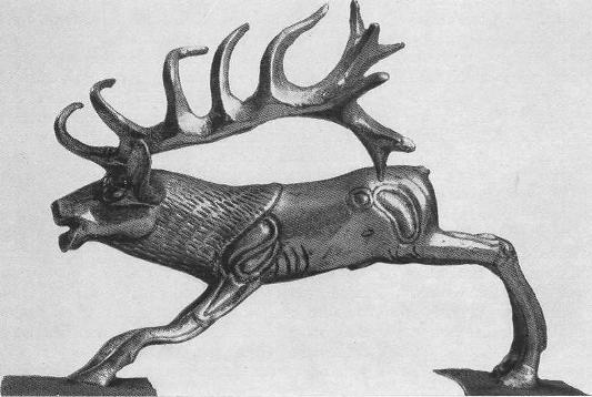 262. Золотая статуэтка — бегущий олень. Сибирская коллекция.