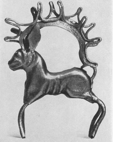 263. Золотая фигурка оленя с напаянными рогами. Сибирская коллекция.