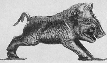 266. Золотая статуэтка — бегущий кабан. Сибирская коллекция.