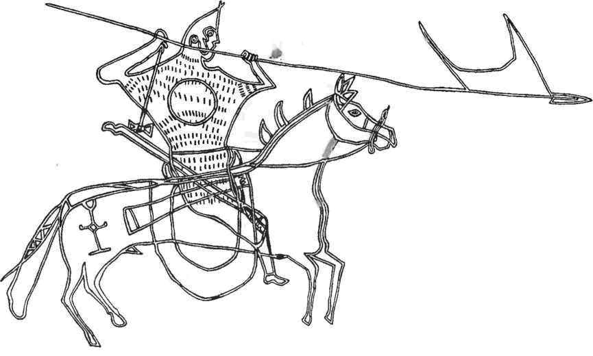 Наскальный рисунок рыцаря (Хакасия, Сулекские горы)