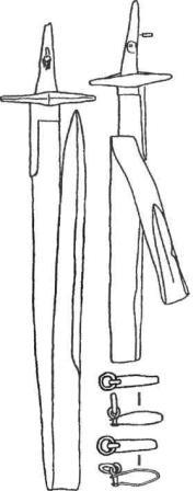 Палаши, согнутые для погребений, и детали ножен. XII—XIII вв.