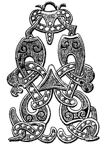 Рис. 117. Стилизованный звериный орнамент на серебряной фибуле из Эстра Херрестад, Сконе