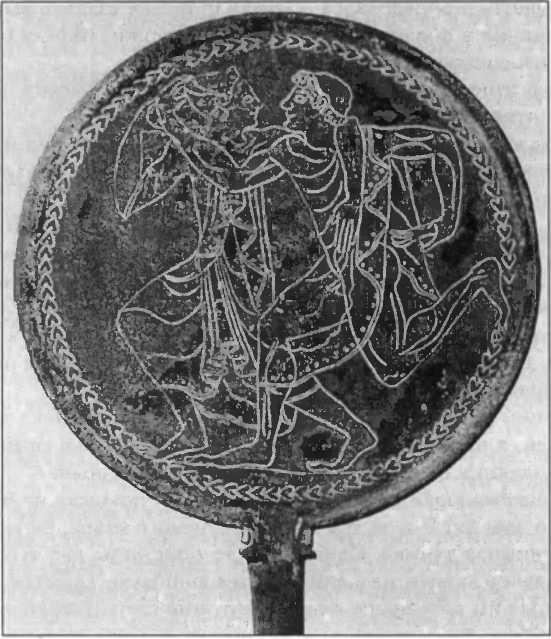 Этрусское бронзовое зеркало со сценой пляски. V в. до н.э.